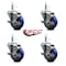 Service Caster 3.5'' Blue Poly Swivel 7/16'' Grip Ring Stem Caster Set with Brake, 4PK SCC-GR20S3514-PPUB-BLUE-TLB-716138-4 - alternate 2
